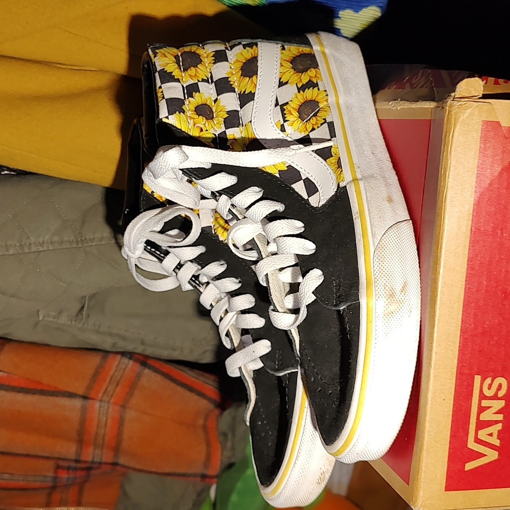 Vans Sk8 Hi Sunflower Vans High Tops Vans Sk8 Hi Checkerboard